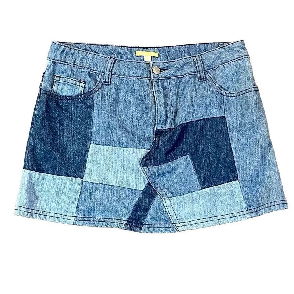 Gianni Bini Patchwork Denim Jean Skirt Medium